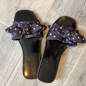 Kate Spade New York Polka Dot Bow Slide Sandals Women's Size
6.5B Black White